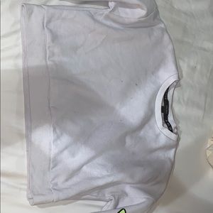 White neon Run Away sweater crop top